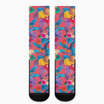 Pink Hawaiian Fruits Pattern Print Crew Socks