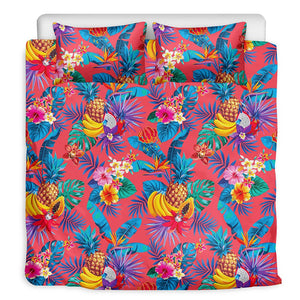Pink Hawaiian Fruits Pattern Print Duvet Cover Bedding Set