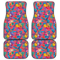 Pink Hawaiian Fruits Pattern Print Front and Back Car Floor Mats
