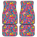 Pink Hawaiian Fruits Pattern Print Front and Back Car Floor Mats