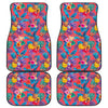 Pink Hawaiian Fruits Pattern Print Front and Back Car Floor Mats