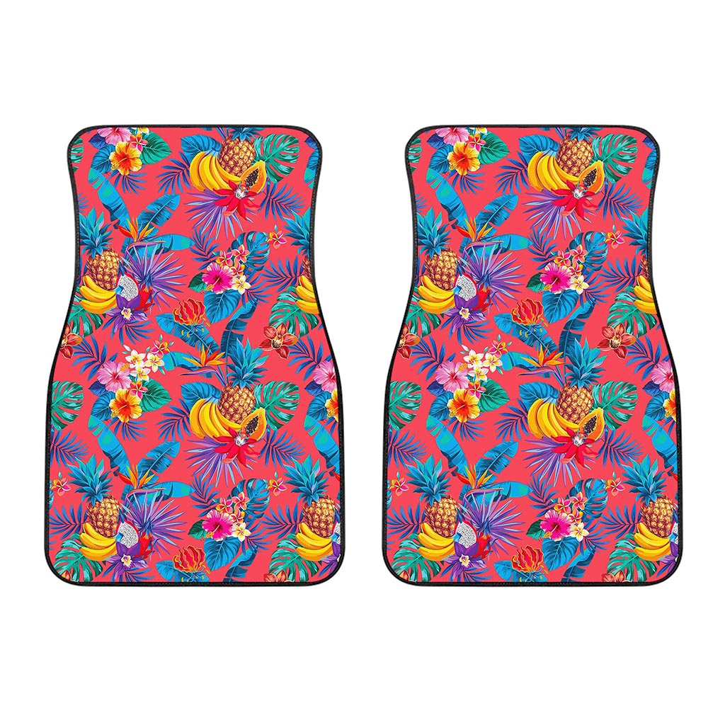 Pink Hawaiian Fruits Pattern Print Front Car Floor Mats