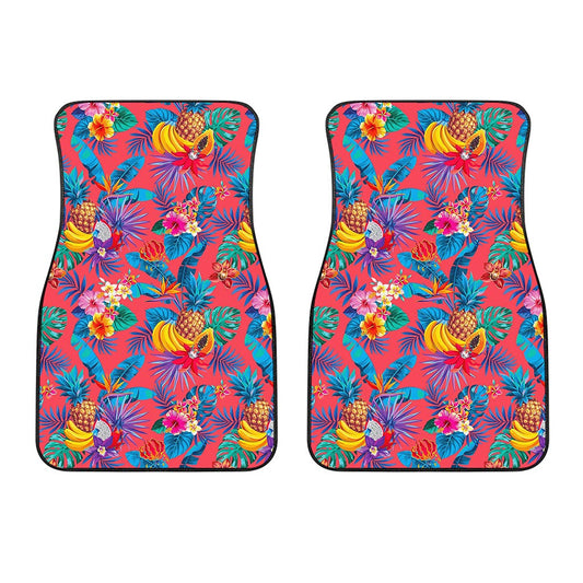 Pink Hawaiian Fruits Pattern Print Front Car Floor Mats