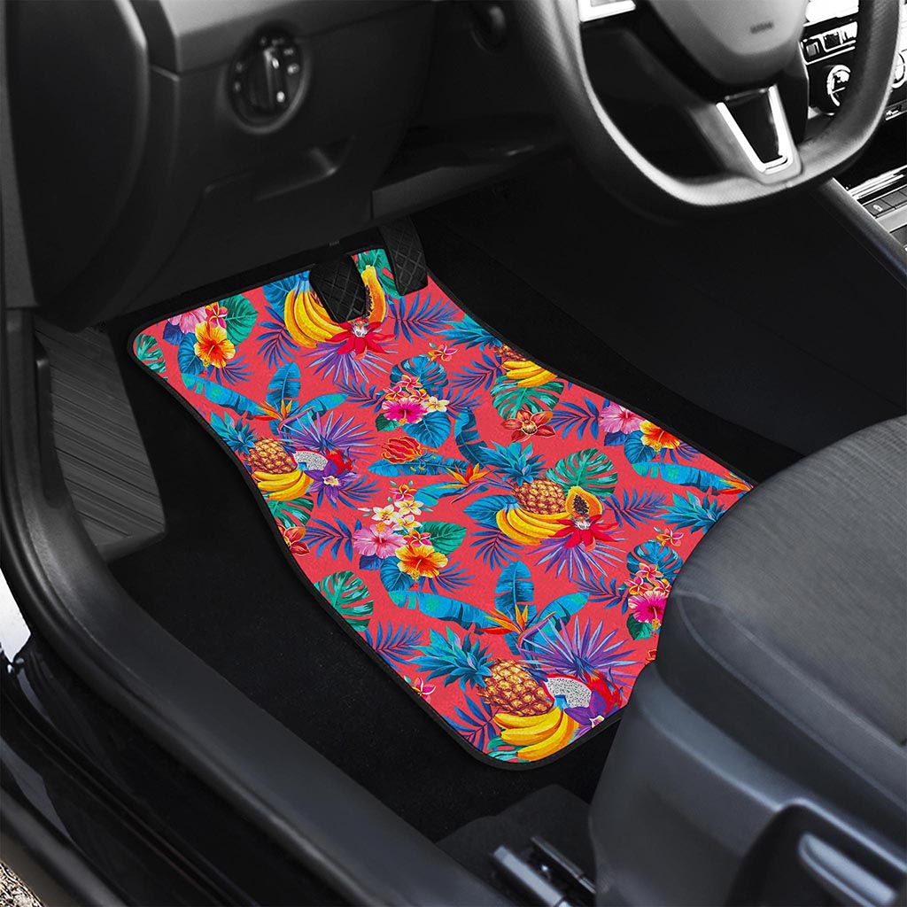 Pink Hawaiian Fruits Pattern Print Front Car Floor Mats