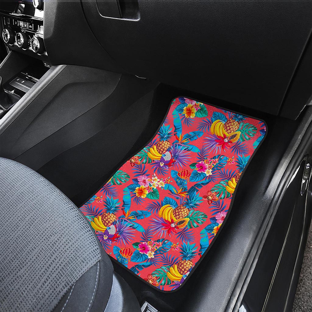 Pink Hawaiian Fruits Pattern Print Front Car Floor Mats
