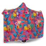 Pink Hawaiian Fruits Pattern Print Hooded Blanket