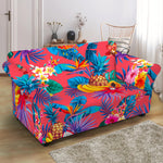 Pink Hawaiian Fruits Pattern Print Loveseat Slipcover