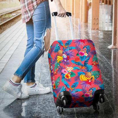 Pink Hawaiian Fruits Pattern Print Luggage Cover GearFrost