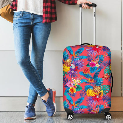 Pink Hawaiian Fruits Pattern Print Luggage Cover GearFrost