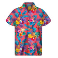Pink Hawaiian Fruits Pattern Print Men's Short Sleeve Shirt