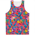 Pink Hawaiian Fruits Pattern Print Men's Tank Top