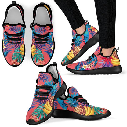 Pink Hawaiian Fruits Pattern Print Mesh Knit Shoes GearFrost