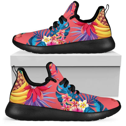 Pink Hawaiian Fruits Pattern Print Mesh Knit Shoes GearFrost