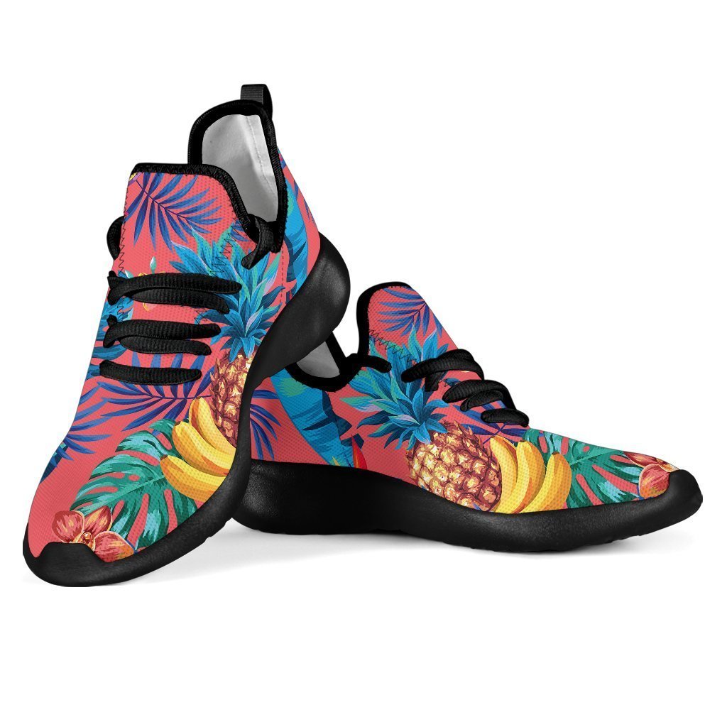 Pink Hawaiian Fruits Pattern Print Mesh Knit Shoes GearFrost