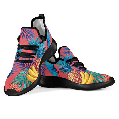 Pink Hawaiian Fruits Pattern Print Mesh Knit Shoes GearFrost