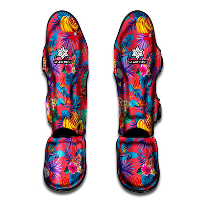 Pink Hawaiian Fruits Pattern Print Muay Thai Shin Guard