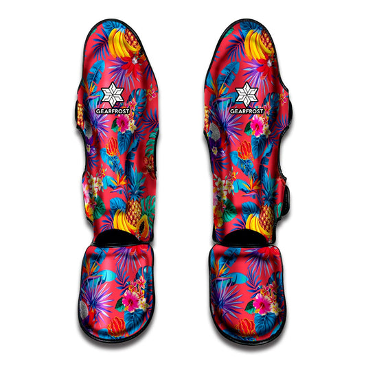 Pink Hawaiian Fruits Pattern Print Muay Thai Shin Guard