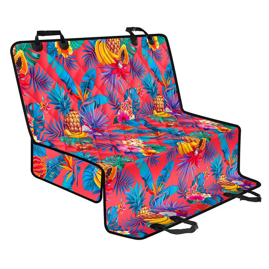 Pink Hawaiian Fruits Pattern Print Pet Car Back Seat Cover