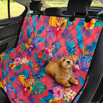 Pink Hawaiian Fruits Pattern Print Pet Car Back Seat Cover