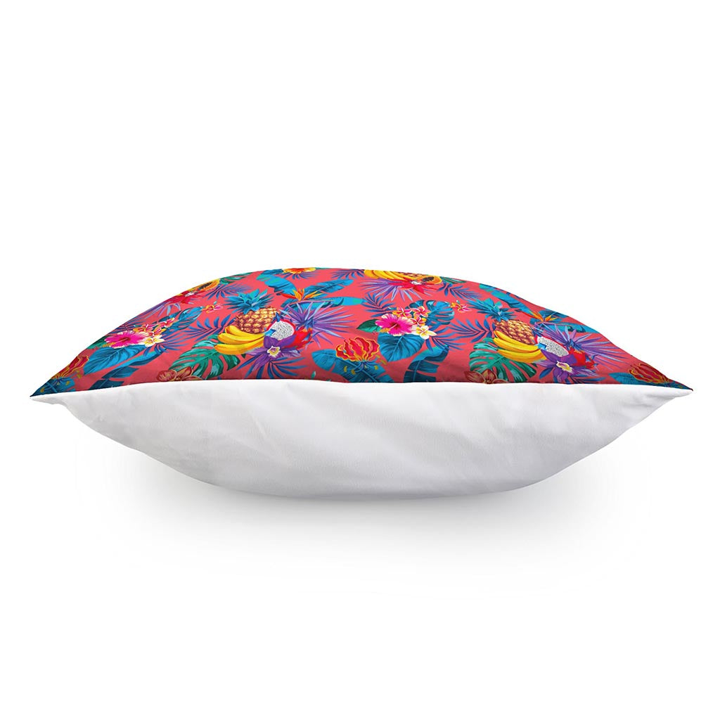 Pink Hawaiian Fruits Pattern Print Pillow Cover