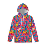 Pink Hawaiian Fruits Pattern Print Pullover Hoodie