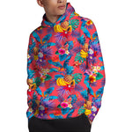 Pink Hawaiian Fruits Pattern Print Pullover Hoodie