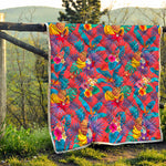 Pink Hawaiian Fruits Pattern Print Quilt