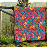 Pink Hawaiian Fruits Pattern Print Quilt