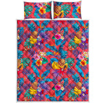 Pink Hawaiian Fruits Pattern Print Quilt Bed Set