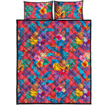 Pink Hawaiian Fruits Pattern Print Quilt Bed Set