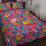 Pink Hawaiian Fruits Pattern Print Quilt Bed Set