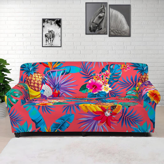 Pink Hawaiian Fruits Pattern Print Sofa Cover