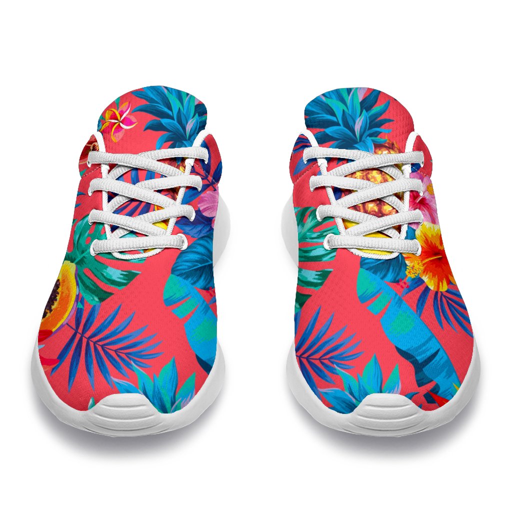 Pink Hawaiian Fruits Pattern Print Sport Shoes GearFrost