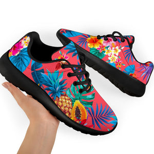 Pink Hawaiian Fruits Pattern Print Sport Shoes GearFrost