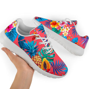 Pink Hawaiian Fruits Pattern Print Sport Shoes GearFrost