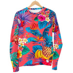 Pink Hawaiian Fruits Pattern Print Women's Crewneck Sweatshirt GearFrost