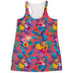 Pink Hawaiian Fruits Pattern Print Women's Racerback Tank Top