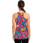 Pink Hawaiian Fruits Pattern Print Women's Racerback Tank Top