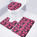 Pink Hawaiian Hibiscus Pattern Print 3 Piece Bath Mat Set