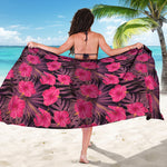 Pink Hawaiian Hibiscus Pattern Print Beach Sarong Wrap