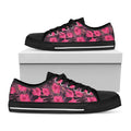 Pink Hawaiian Hibiscus Pattern Print Black Low Top Sneakers