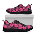 Pink Hawaiian Hibiscus Pattern Print Black Running Shoes