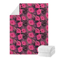 Pink Hawaiian Hibiscus Pattern Print Blanket
