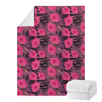 Pink Hawaiian Hibiscus Pattern Print Blanket