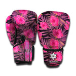 Pink Hawaiian Hibiscus Pattern Print Boxing Gloves
