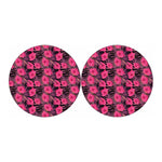 Pink Hawaiian Hibiscus Pattern Print Car Coasters