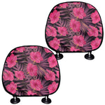 Pink Hawaiian Hibiscus Pattern Print Car Headrest Covers
