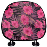 Pink Hawaiian Hibiscus Pattern Print Car Headrest Covers