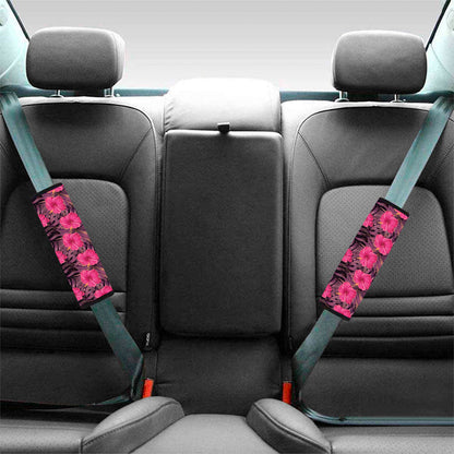 Pink Hawaiian Hibiscus Pattern Print Car Seat Belt Covers