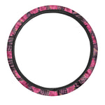 Pink Hawaiian Hibiscus Pattern Print Car Steering Wheel Cover